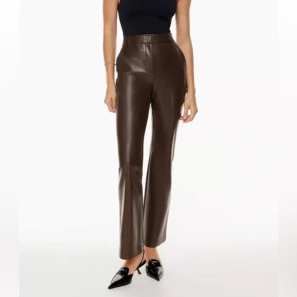 Babaton coffee bean Brown Trousers vegan leather size 2